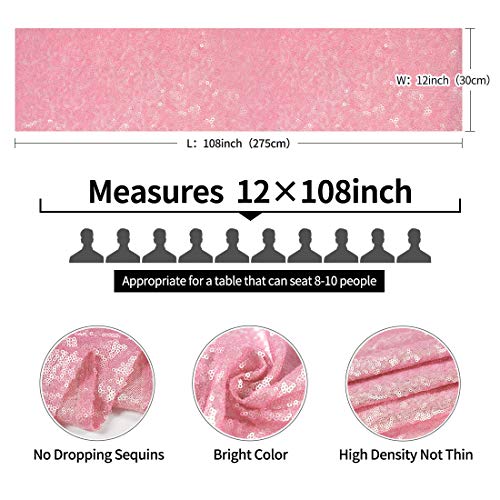 Pink Sequin Table Runner Set - 2 Pack, 12x108 Inches for Weddings & Parties - Variation of THIS listing