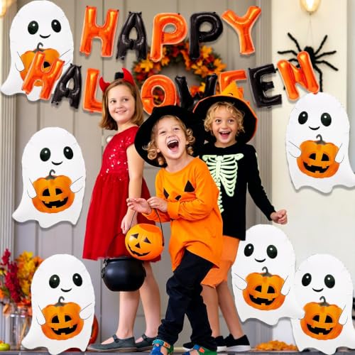Halloween Foil Balloons Set - Ghost and Pumpkin Decorations for Party