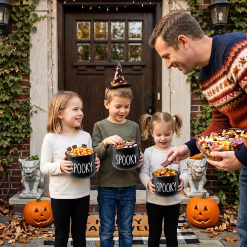 Spooky Halloween Candy Dish Cauldron Mini Ceramic Bowl Trick or Treat Snack Serving