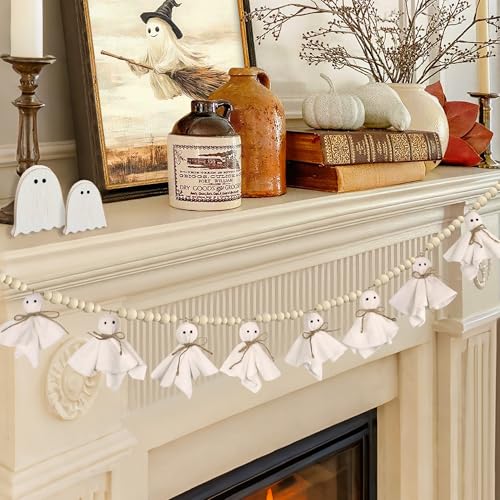 Halloween Ghost Garland 7.2ft Decorative Hanging Banner for Mantel & Wall