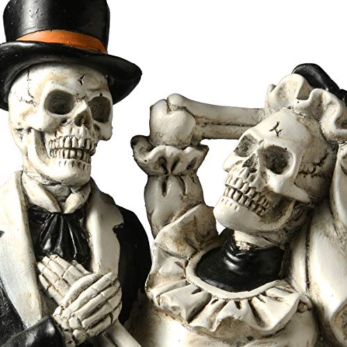 Halloween Skeleton Bride and Groom Decoration - 11 Inch Black & White