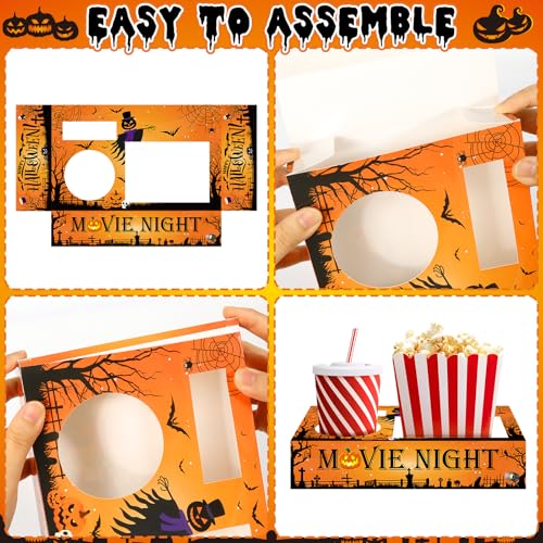 Halloween Movie Night Snack Trays - 50 Pack Halloween Castle Paper Food Boxes