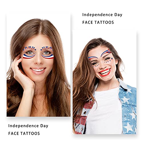 Patriotic 4th of July Temporary Tattoo Stickers - USA Flag & Stars, 20 Sheets