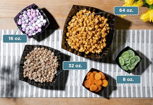 8oz Disposable Black Plastic Square Serving Bowls - Party & Candy Use, 4 Pack