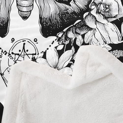 Gothic Moth Plush Throw Blanket Queen Size 90x90 Inches - Halloween Decor
