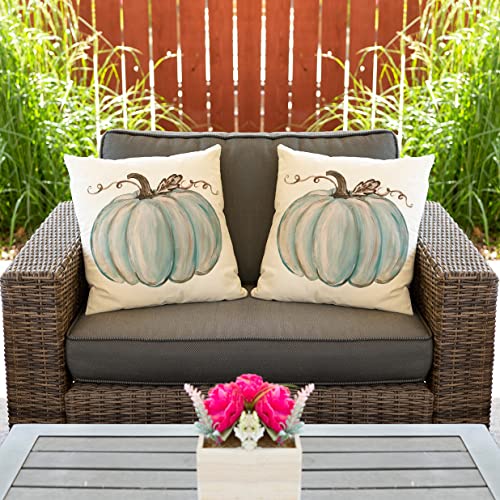 Watercolor Pumpkin Fall Pillow Covers Set of 2 18x18 Inches - Autumn Decor