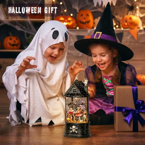 Haunted House Halloween Snow Globe Skeleton Decorations Indoor for Home - Variation of Haunted House