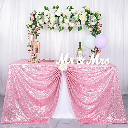 Sequin Tablecloth 60x102 Inches Pink Gold Wedding Party Overlay - Rectangular