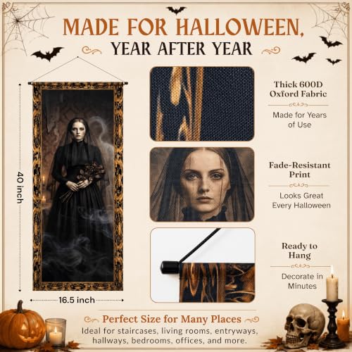 Halloween Haunted Mansion Portrait Wall Banners 4-Pack - Spooky Gothic Decor