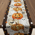Halloween Ghost Pumpkin Table Runner - Orange White Brown Holiday Decor