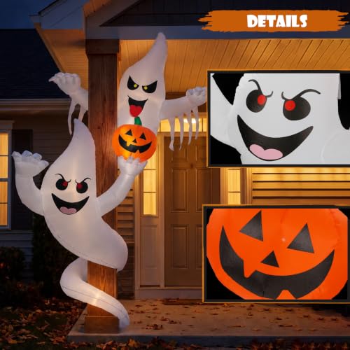 7FT Ghost and Tree Inflatable Halloween Yard Decor with LED Lights