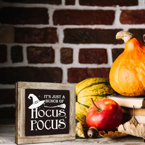 Funny Halloween Decor Sign - It's Just A Bunch Of Hocus Pocus Rustic Wooden Sign for Home - Variation: Hocus Pocus