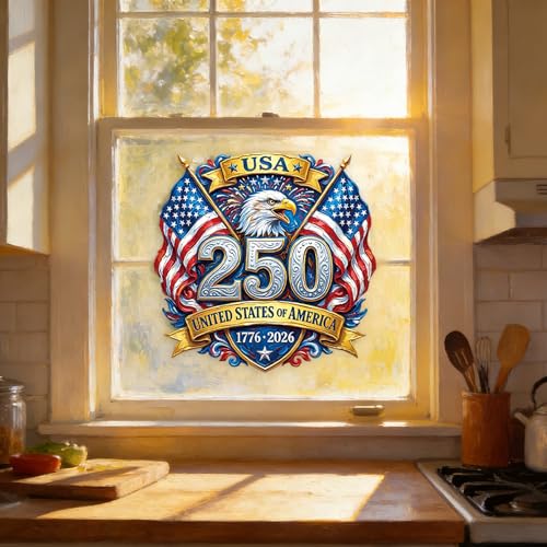 4th of July Window Clings - Patriotic Eagle & Flag Design - Style 27