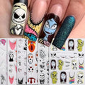 Halloween Nail Art Stickers Decals N3 Pink Skull Spider Web 6 Sheets