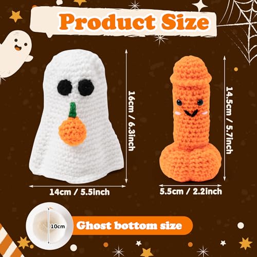 Halloween Crochet Ghost and Pumpkin Dolls Set - Handcrafted Quirky Decorations