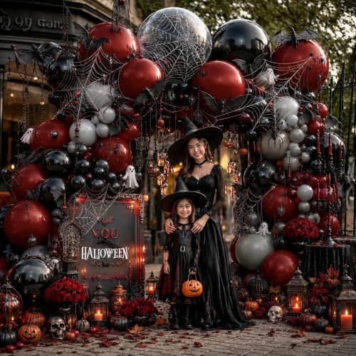 Dark Red Black Balloon Arch Kit Double Stuffed Burgundy Maroon Gothic Halloween Party Decor - Variation of THIS listing