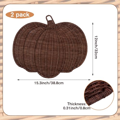 Pumpkin Rattan Placemats Set of 4 - Fall Black and Brown