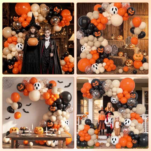 Halloween Balloon Garland Kit - Burnt Orange & Black, 153 pcs, Variation: Orange Black