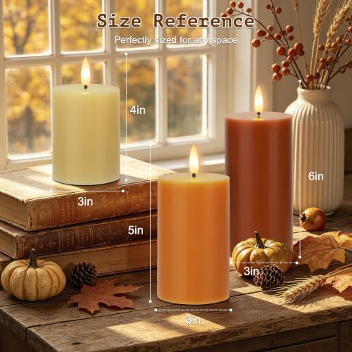 AFINETH Orange Flameless Candles with Remote - Fall Battery Operated Wax Pillars