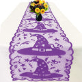 Halloween Table Runner Lace Witch Hat Decor for Party & Dinner - Purple