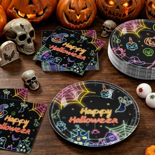 Halloween Paper Plates and Napkins Party Supplies Set - Serves 60