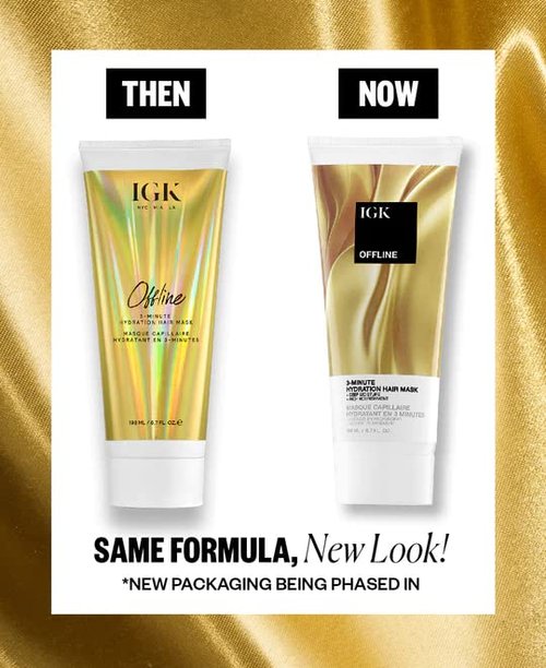 IGK Offline 3-Minute Hydration Hair Mask - Deep Conditioning Treatment for Dry, Damaged Hair | Vegan & Cruelty-Free