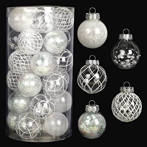 White Christmas Ball Ornaments Set 30pcs 2.36 Inch Shatterproof Xmas Tree Decorations - Variation of THIS listing