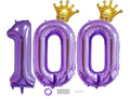 Jumbo 40 Inch Purple 100 Number Foil Balloons with Crown for Birthday & Anniversary Decor