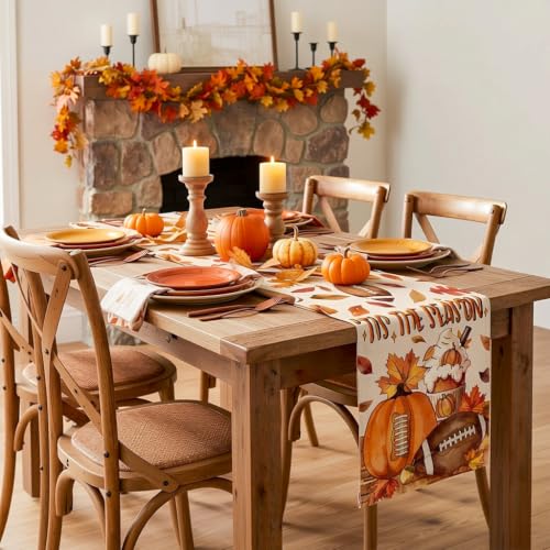 Fall Football Table Runner 13x72 Inch Autumn Seasonal Home Decor