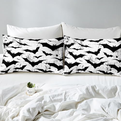 Halloween Bat Fitted Sheet Gothic Bedding Set Full - Multi 01