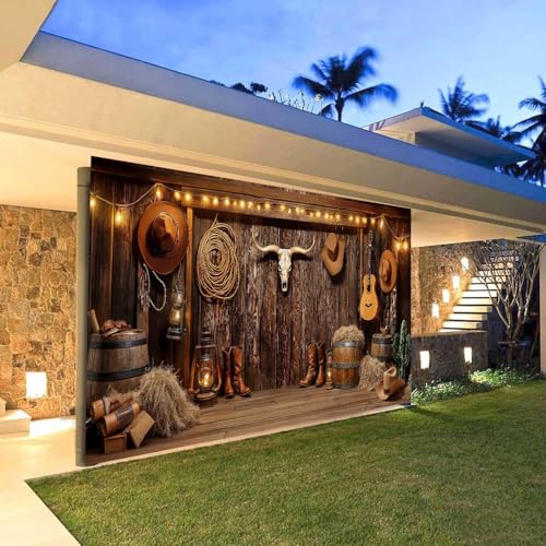 Western Cowboy Garage Door Cover Banner Decorations Backdrop - Wild West 8x7FT - Multi1