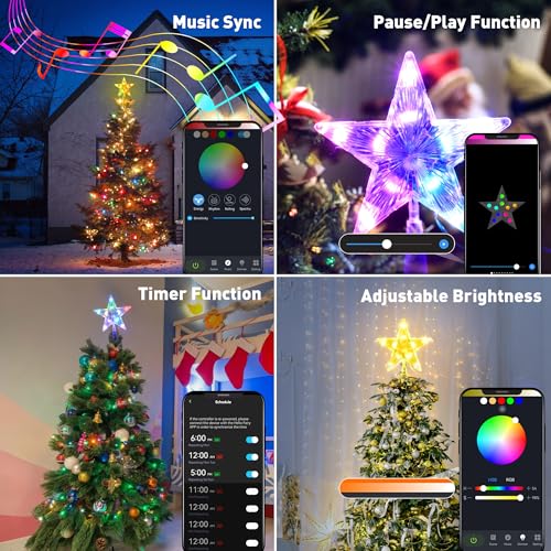 7.6-Inch RGB LED Christmas Tree Topper Star with Remote & App Control