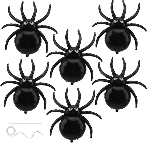 Large 33-Inch Halloween Spider Foil Balloons - 6 Pack Spooky Party Decor
