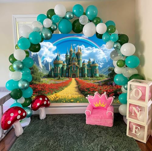 8x6FT Rainbow Castle Backdrop for Photography Princess Birthday Party Decorations
