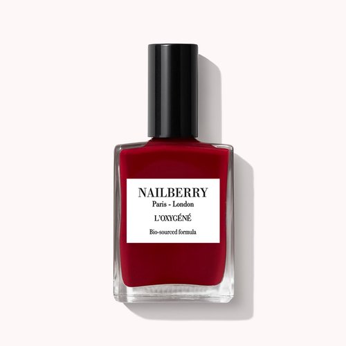 Nailberry L'Oxygéné Oxygenated Nail Lacquer | Le Temps des Cerises | Deep Red Burgundy Opaque | UV Protected Long-Wear Nail Polish | 12-Free | Vegan | Certified Halal | Cruelty & Gluten Free | 15 ml