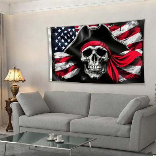 Pirate Banner 5ft x 3ft Skeleton Party Decorations Pirate Backdrop Halloween Birthday