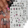 Halloween Nail Stickers Set - Ghost Bat Spider Web 3D Self-Adhesive Nail Art Decals - Halloween Style