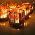 Amber Votive Candle Holders Set of 6 for Wedding & Fall Decor