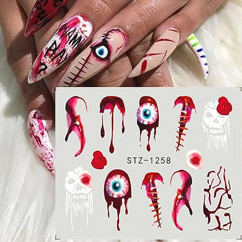 Halloween Nail Stickers Set – Pumpkin Ghost Spider Web Holographic Decals with Variation Pumpkin & Ghost