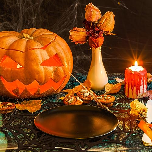 12 Pcs Halloween Spider Web Placemats - 13 Inch Felt Table Mats, Spooky Decor