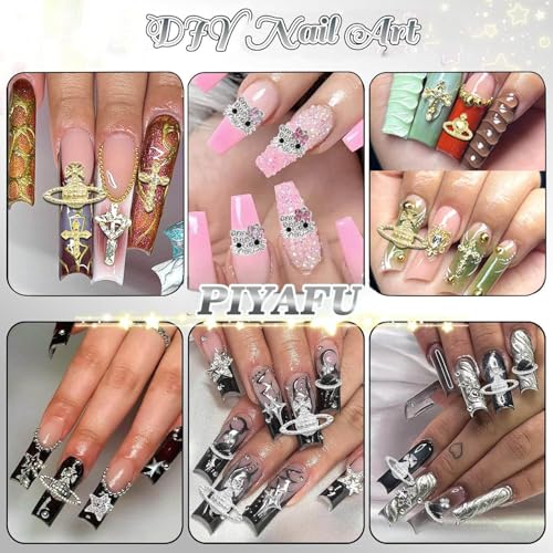 Multi Color Nail Charms Set - 88 Pcs Gold, Silver & Red 3D Alloy Gems for Nails & Crafts