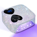 Cordless 80W UV LED Nail Lamp with Sparkling Diamond Design - Silver