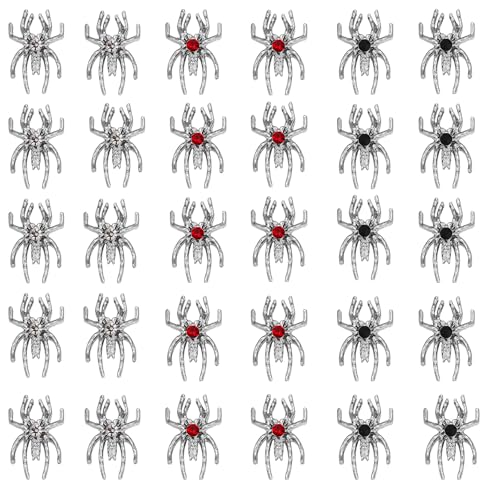 Silver Spider Nail Charms Set - Halloween Nail Art Decorations, 30 Pcs