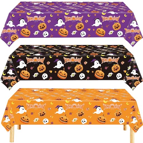 Halloween Tablecloth Set - 3 Pack 54x108 Inch Lovely Halloween Decorations
