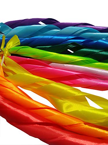 Rainbow Ribbon Wands with Bells 50 Pack Wedding Party Favors & Send Off