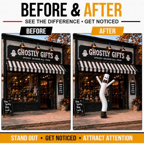 Ghost Inflatable Tube Man - 6FT Tall Wacky Wavy Dancing Guy for Outdoor Decoration - Variation: Ghost-6FT
