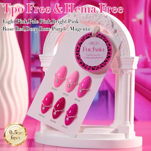 Gel Nail Polish Set 6 Pcs Non-Toxic UV/LED Curing Nail Art Kit for Manicure and DIY