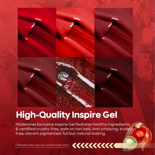 Gel Nail Polish Set Glitter Sparkle 6 Colors - Modelones A1 Classic Red Variation