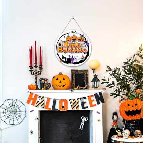 Cute Pumpkin Halloween Door Sign - Happy Halloween Front Door Decor