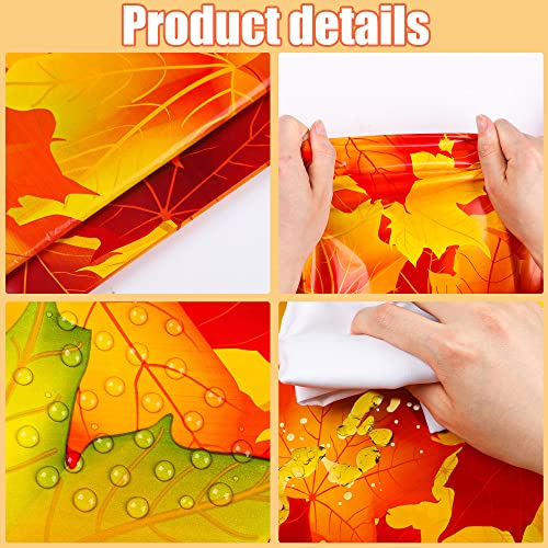 Autumn Maple Leaf Plastic Tablecloths 4 Pack - Fall Harvest Party Decor, 54x108 inches - Variation of 4